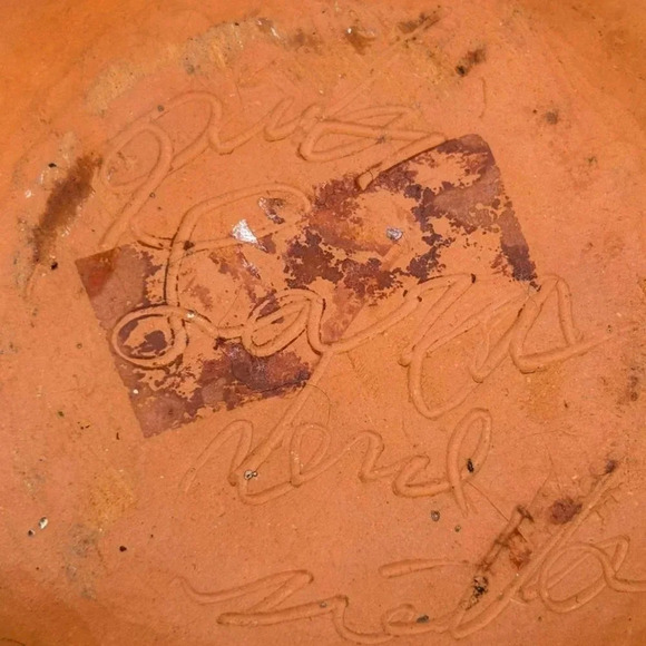 Native By Unknown Artist Hand Painted Pot Brown Size 6"x 3" - Picture 7 of 8